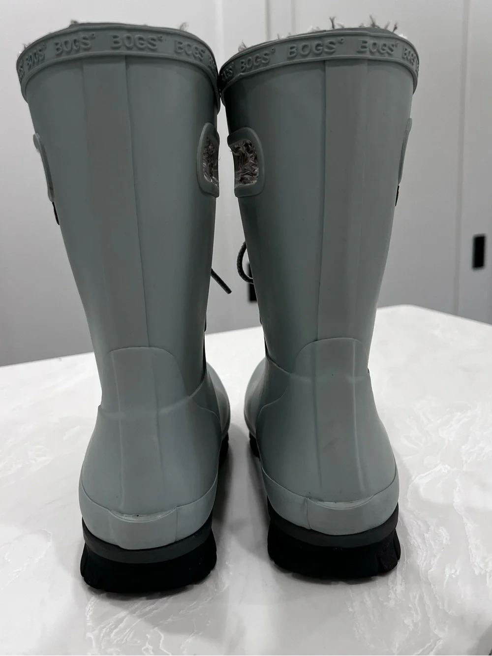 Bogs Amanda II Lace Up Rain Boots Jade Sage Green Lined Waterproof Womens Size 6